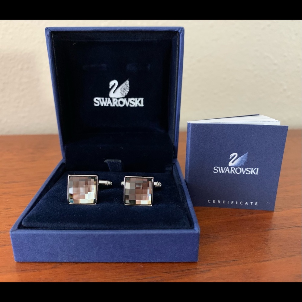 Swarovski Charcoal Grey Square Chessboard Cufflinks
